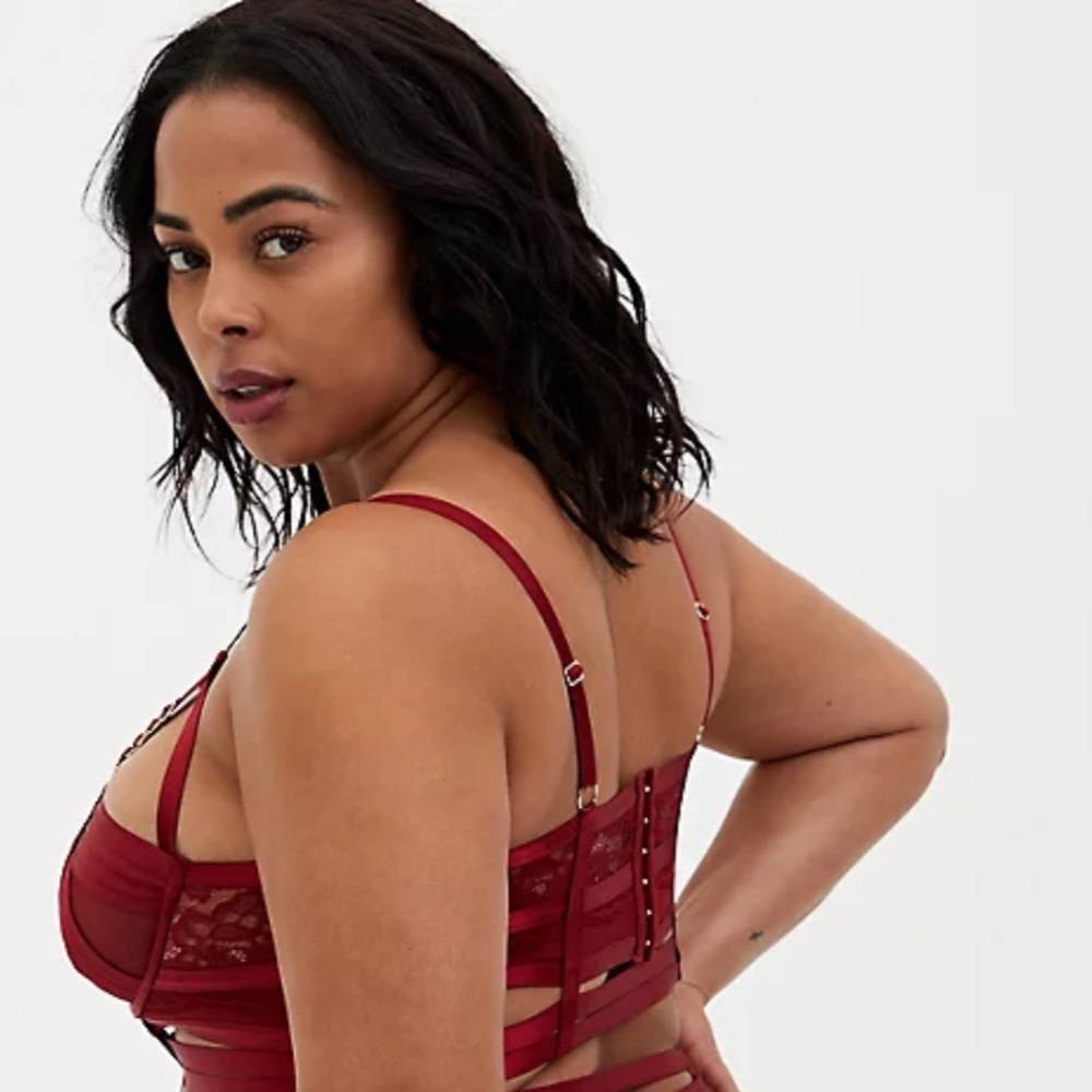 Torrid Red Lace Cage Underwire Longline Bralette - Picture 3 of 3